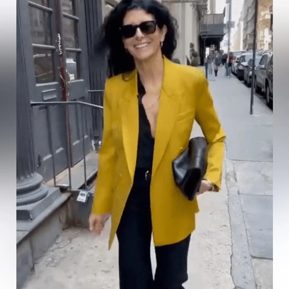 Nili Lotan Double-Breasted Mustard Valerie Jacket - Picture 9 of 9